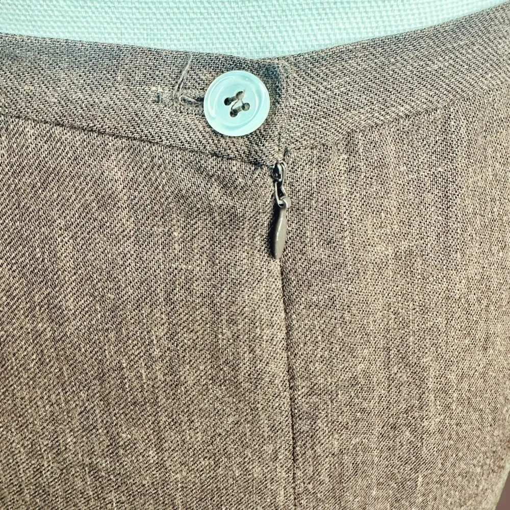 Vintage Dolce & Gabbana Brown Linen Blend Tweed Pencil Skirt IT Size 48